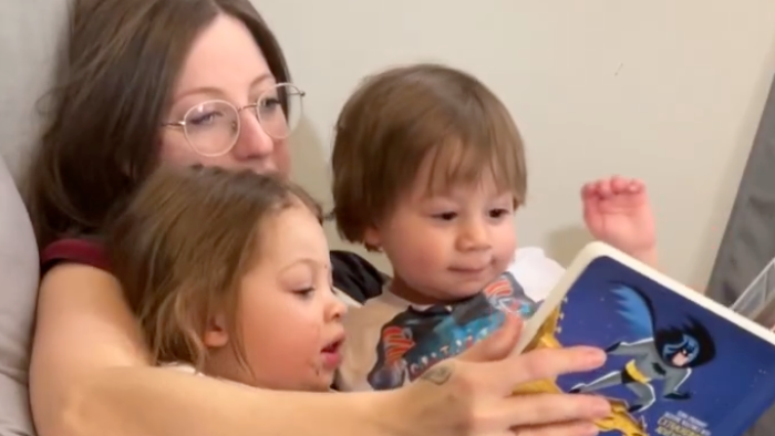 Bridgette Ponson and her two children.