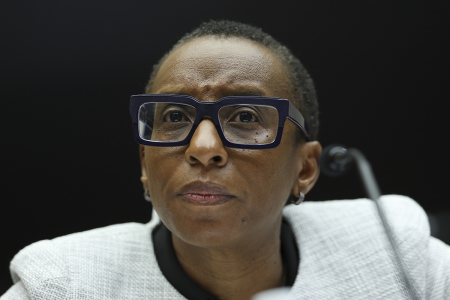 Claudine Gay, president of Harvard University, testifies before the House Education and Workforce Committee at the Rayburn House Office Building on December 5, 2023, in Washington, D.C. The Committee held a hearing to investigate antisemitism on college campuses. 