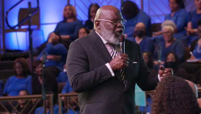 Bishop T.D. Jakes preaching at the 2024 Joint New Year’s Revival in Maryland at the First Baptist Church of Glenarden on Jan. 5, 2024. 