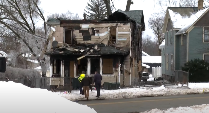 The destroyed house at 222 North LaPorte Ave. in South Bend, Indiana. 