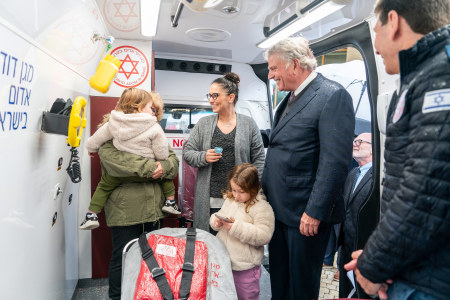 Franklin Graham and Samaritan's Purse dedicate 14 ambulances to fallen medics in Israel on Jan. 23, 2024.