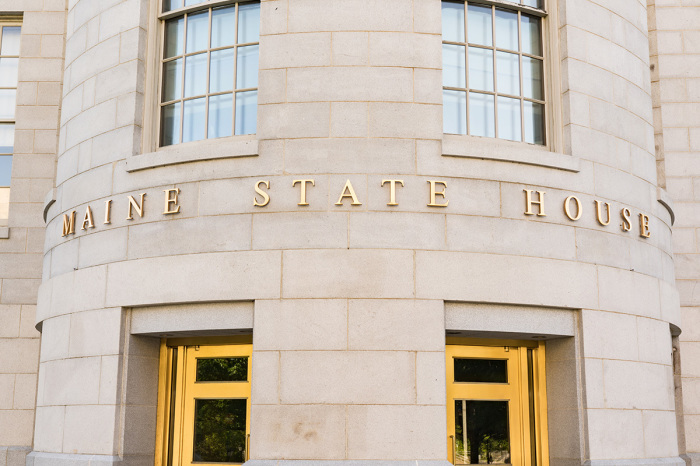 Entrance to the Maine Capitol Building in Augusta