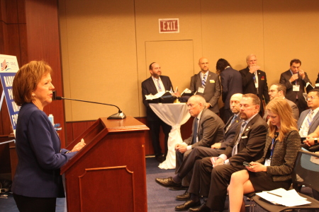 ICEJ USA Director Dr. Susan Michael speaks at an Israel advocacy event at the Rayburn House Office Building in Washington, DC, on Jan.31, 2024.