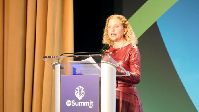 U.S. Rep. Debbie Wasserman Schultz speaks at the International Religious Freedom Summit in Washington, D.C. on Jan. 31, 2024.