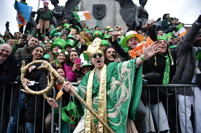 Revelers attend a St. Patrick's Day parade