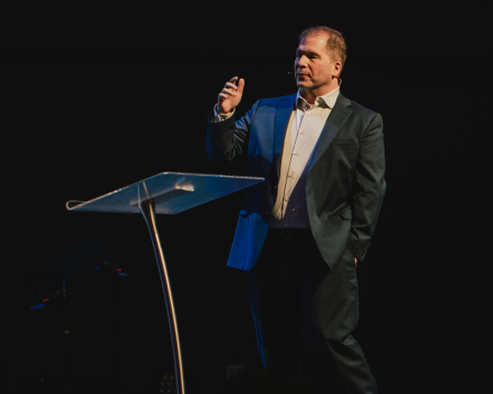 John Stonestreet, president of the Colson Center for Christian Worldview, speaks at the One Hundred Years 30th Anniversary Gala in Chattanooga, Tennessee, on April 11th, 2024.