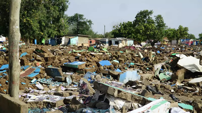 Houses and churches have been demolished in a Ghanaian refugee camp, leaving thousands with nowhere to go, according to local reports. 