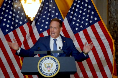 U.S. Sen. Ted Budd, R-N.C., speaks at the U.S Capitol for the unveiling of the Billy Graham statue on May 16, 2024.