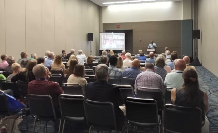 Osman Jama, a Muslim Somalian refugee who became a Christian missionary, speaks at a seminar at the Presbyterian Church in America General Assembly held on June 11, 2024, in Richmond, Virginia. 