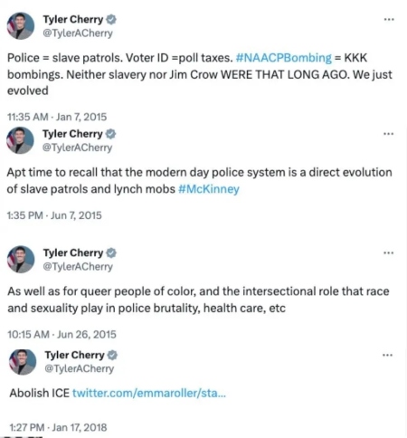 Tyler Cherry explicitly called for the abolition of ICE and likened modern-day police to a 'slave patrol,' according to recently unearthed tweets from years ago.