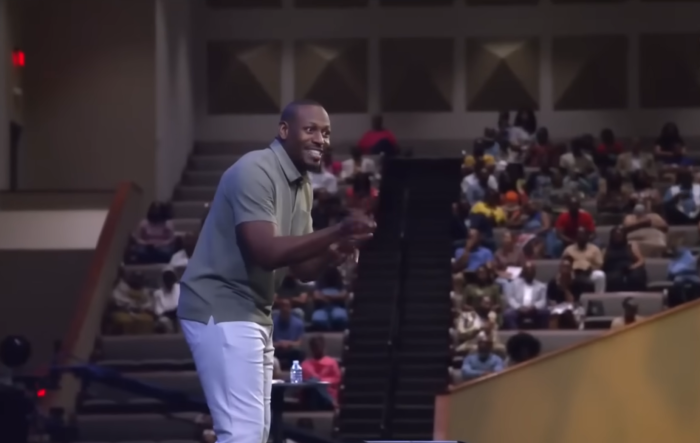 The Rev. Jonathan Evans preaching at Oakcliff Bible Fellowship in Dallas, Texas, on June 16, 2024.