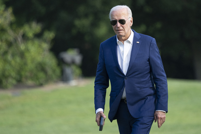 President Joe Biden walks to the White House in Washington, D.C., on July 7, 2024, after attending campaign events in Pennsylvania. 