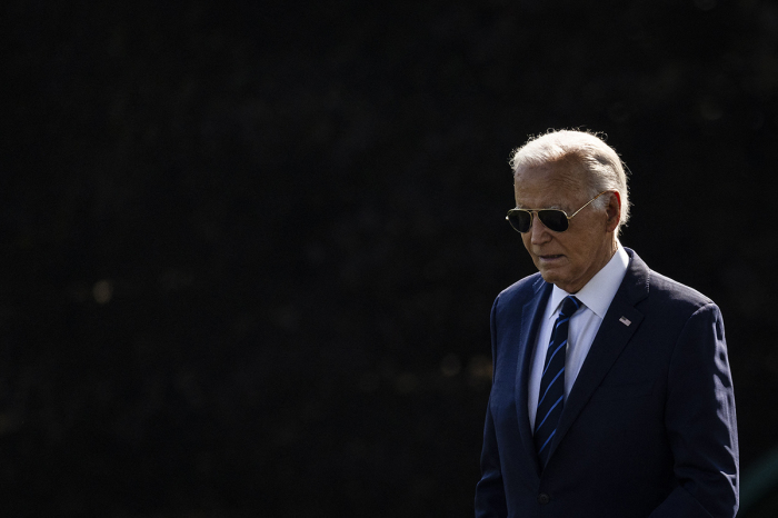 President Joe Biden walks out of the Oval Office toward Marine One on the South Lawn of the White House in Washington, D.C., on July 15, 2024. 