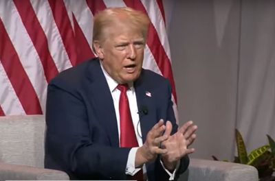 Former President Donald Trump answers questions during the National Association of Black Journalists in Chicago on July 31, 2024.