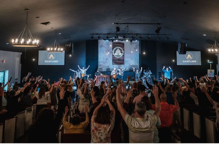 Worshipers at The Altar Fellowship church in Johnson City, Tennessee.