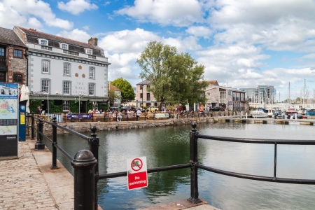 Sutton Harbor in Plymouth, England. 