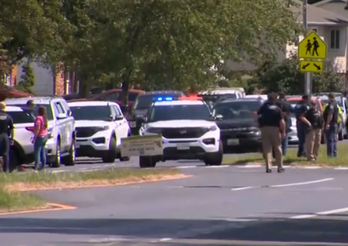 Law enforcement officers respond to a shooting at Joppatowne High School in Joppa, Maryland, on Sept. 6, 2024. 