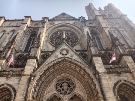 The Cathedral Church of St. John the Divine, located in New York, New York. 