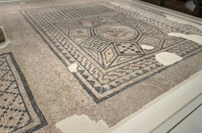 Israeli archaeologists discovered the Megiddo Mosaic in 2005 before an exhibit about it opened at the Museum of the Bible in Washington, D.C., on Sept. 15, 2024. 