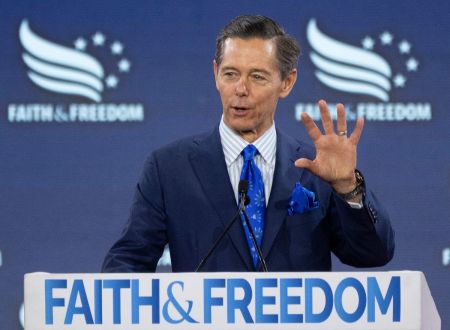 Ralph Reed, chairman of the Faith and Freedom Coalition, addresses the 2024 Road to Majority Conference in Washington, DC, on June 22, 2024. 