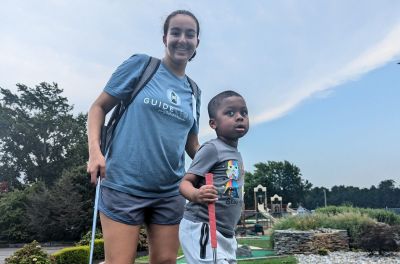 Kristian Alston with his one-on-one support buddy Sarah during an Access Ministry retreat through McLean Bible Church.