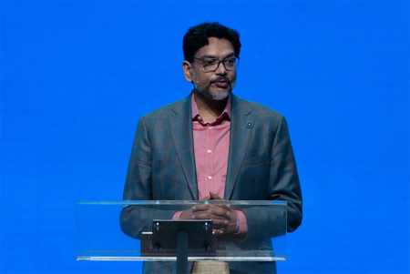 Joseph Vijayam speaking at the Fourth Lausanne Congress on World Evangelization in Incheon, South Korea. The role of believers in the workplace for the Great Commission was a major theme at the event. 