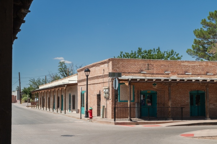 On the other side of the old Mesila Plaza, this building is New Mexico's oldest brick building. 