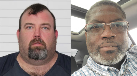 Former of Heritage Baptist Church pastor, Matthew Dedmon (L), has been charged with first degree murder of his wife's lover, Joe Newburn. 