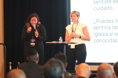 American Bible Society's U.S. Program Manager for Trauma Healing, Maghan Perez, speaks during the National Hispanic Christian Leadership Conference's summit at the Museum of the Bible in Washington, D.C., on Oct. 15, 2024.