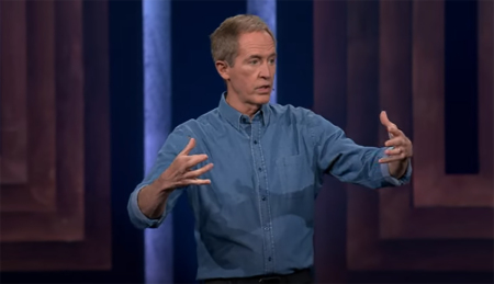 Pastor Andy Stanley preaches on the topic of miracles at North Point Community Church in Alpharetta, Georgia. 