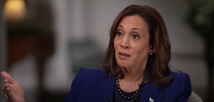 Vice President Kamala Harris speaks with Hallie Jackson of NBC News in an interview broadcasted on Oct. 22, 2024. 