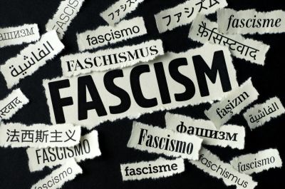 Fascism on world news. 'Fascism' word on newspaper headlines (in 12 different languages)