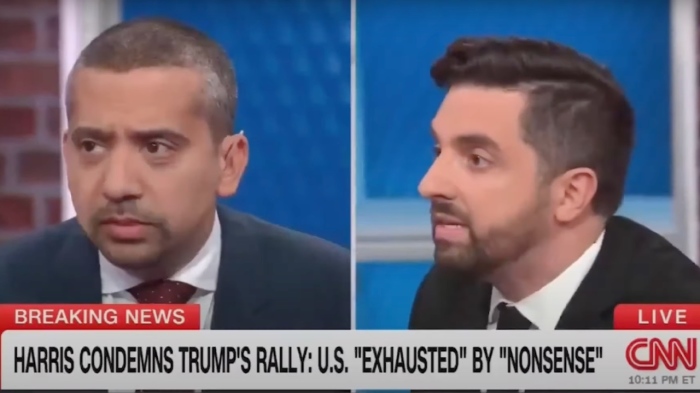 Ryan James Girdusky, right, engages with journalist Mehdi Hasan on CNN's 'News Night with Abby Phillip' on Oct. 29, 2024.