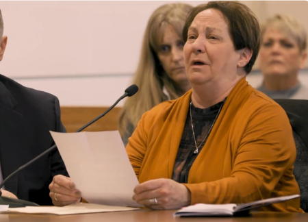 Nancy Smith speaking to the court after her charges were dismissed.