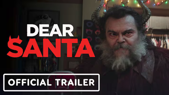 A screenshot of the trailer for 'Dear Santa' starring Jack Black.