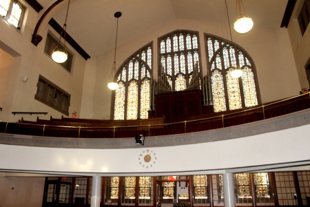 Inside the sanctuary of the historic Abyssinian Baptist Church in New York City.