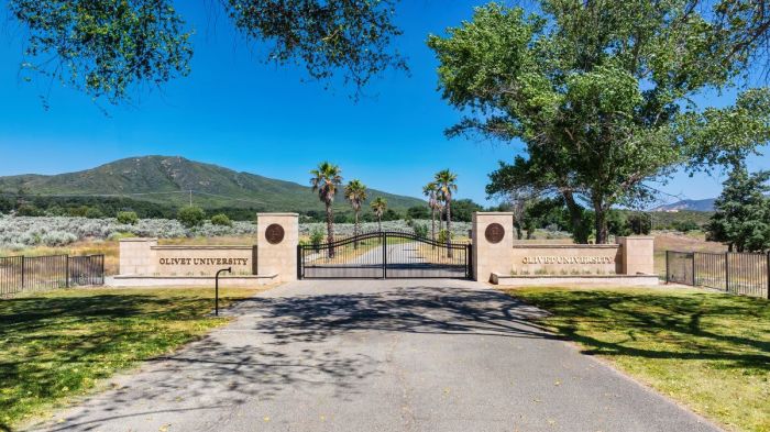 Olivet University’s Riverside campus in Anza, California, as seen from the front gate. 