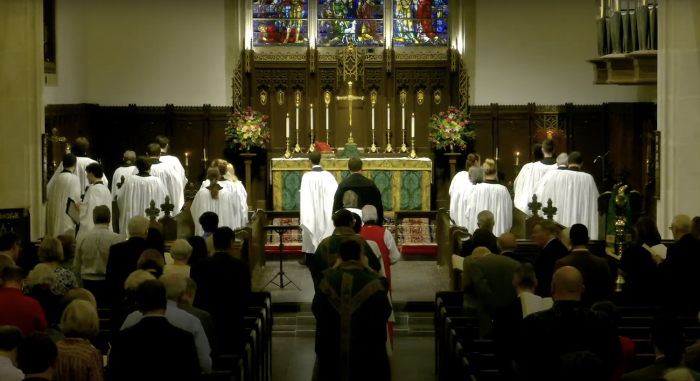 A typical traditional Sunday service at the Episcopal Church of the Incarnation in Dallas, Texas. 