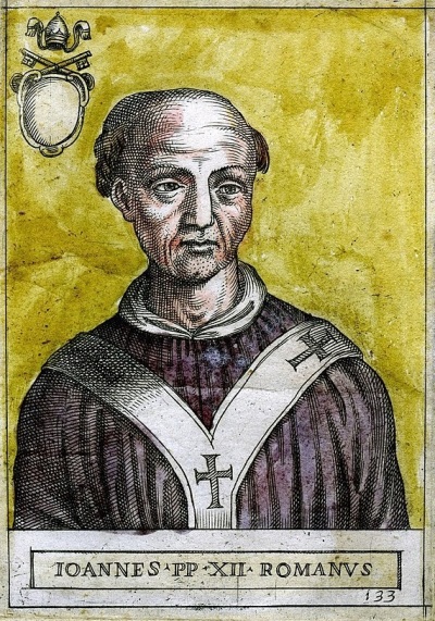 A 16th century depiction of Pope John XII (circa 930-964), a pontiff known for his controversial political activities and reported personal immorality. 