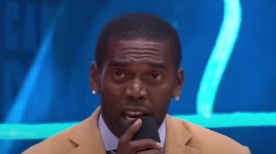 NFL receiving great Randy Moss delivers speaks after he was inducted into the Pro Football Hall of Fame in Canton, Ohio. 