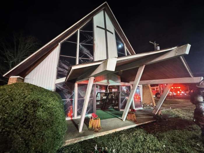 Forest Level Baptist Church in Virginia in the aftermath on an explosion on December 9, 2024.