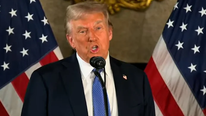 Pres.-elect Donald Trump speaks during a press conference Monday, Dec. 16, 2024. 