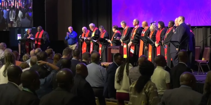 A worship service held at the Global Methodist Church General Conference in San Jose, Costa Rica in September 2024. 