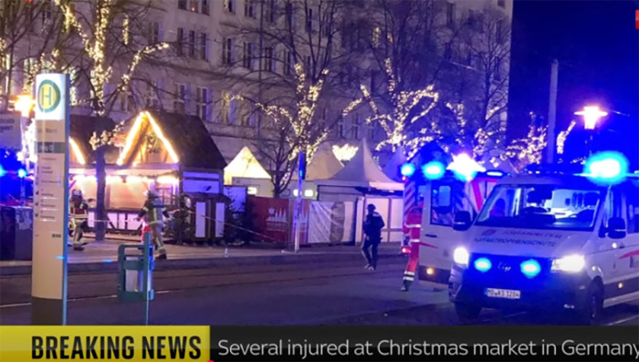 At least one person has been killed after a car was driven into a crowd at a Christmas market in Magdeburg, Germany, on Dec.20, 2024. 