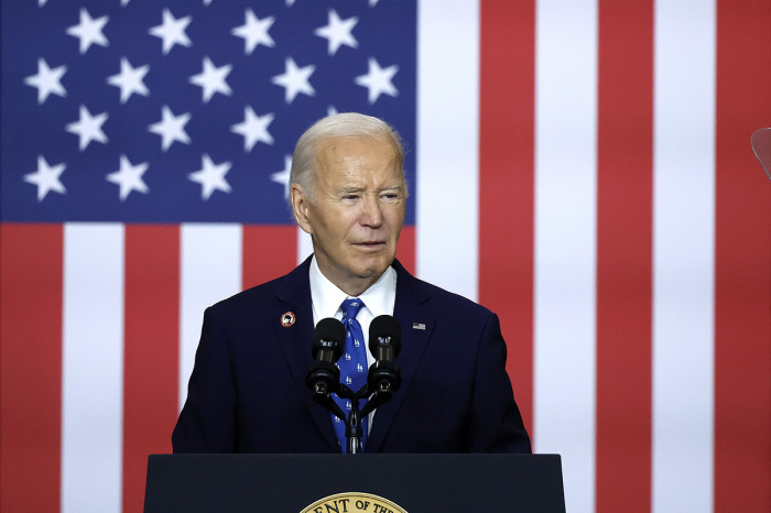 U.S. President Joe Biden speaks at the Department of Labor on Dec. 16, 2024, in Washington, D.C. Biden signed a proclamation to establish the Frances Perkins National Monument in Maine. Perkins was the first female Cabinet secretary and served as the Labor Secretary under Franklin Roosevelt. 