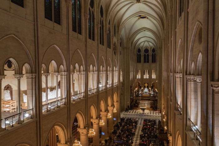 The interior of Notre Dame Cathedral before a Dec. 27, 2024, evening Mass. 