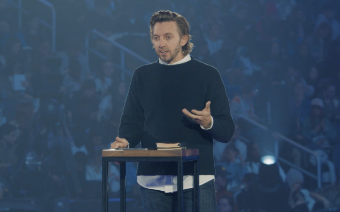 Levi Lusko speaks at the Passion Conference in Atlanta, Georgia, on Jan. 6, 2025.