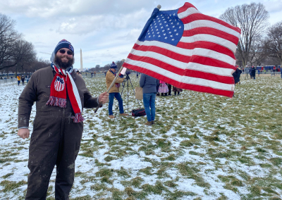 Logan from Ohio gathers at the National Mall to celebrate the inauguration of Donald Trump as the 47th president of the United States, Jan. 20, 2025. 