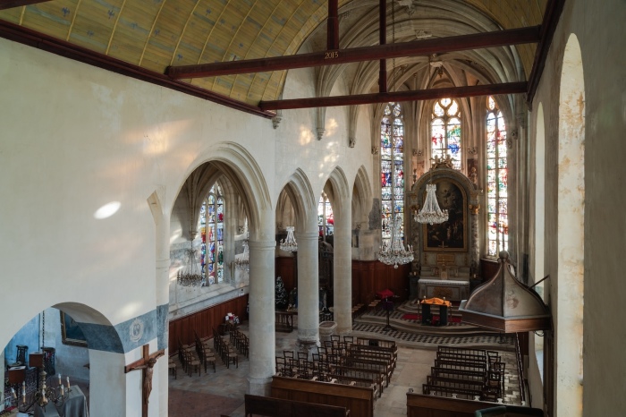 Inside the St. Ashur Church in Equen, France. 