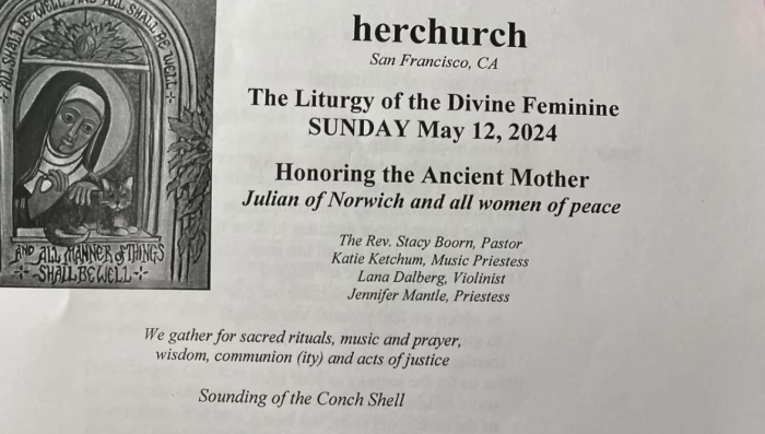 A screenshot of a copy of a May 2024 liturgy at herchurch.